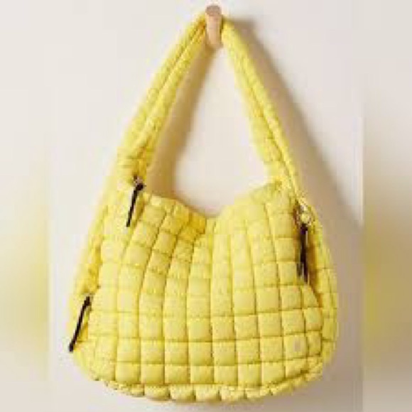Free People Quilted Carryall Bag in Sour Lemon - Picture 2 of 14